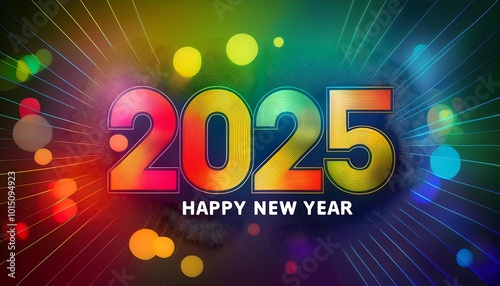 Banner 2025 Happy new year colorful celebration background