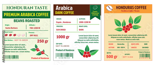 Illustration of Honduran Coffee Labels template simple flat style in RGB mode color. photo