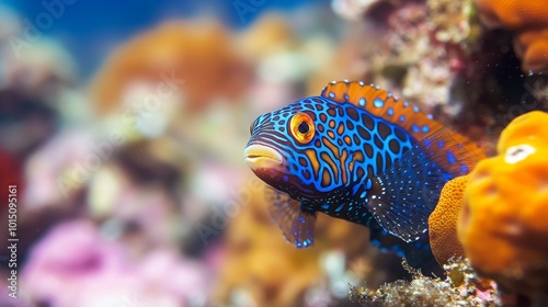 Tropical sea fish, Close-up of marine life encountered while diving. Fish swimming in a coral reef