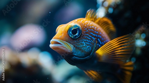 Tropical sea fish, Close-up of marine life encountered while diving. Fish swimming in a coral reef