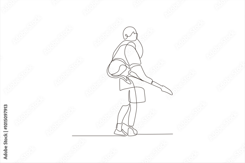 continuous line drawing of a man walking with a guitar continuous line drawing of a man walking with a guitar