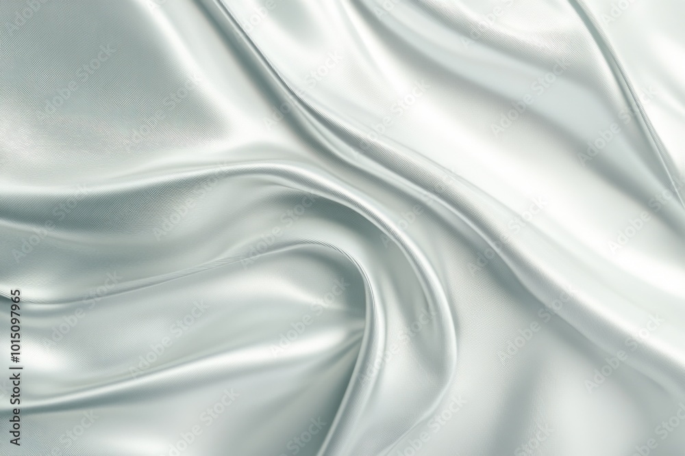 White Satin Fabric Draped Softly, Elegant Texture, Smooth Material White Satin Fabric Draped Softly, Elegant Texture, Smooth Material