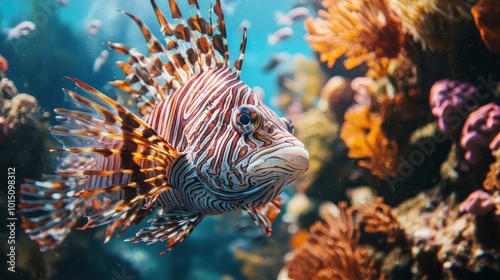 Tropical sea fish, Close-up of marine life encountered while diving. Fish swimming in a coral reef