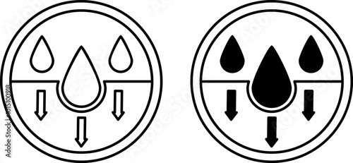 Labels Absorbs Quickly. Black and White Vector Icons. Sticker For Cosmetics Packaging. Skin Care Concept