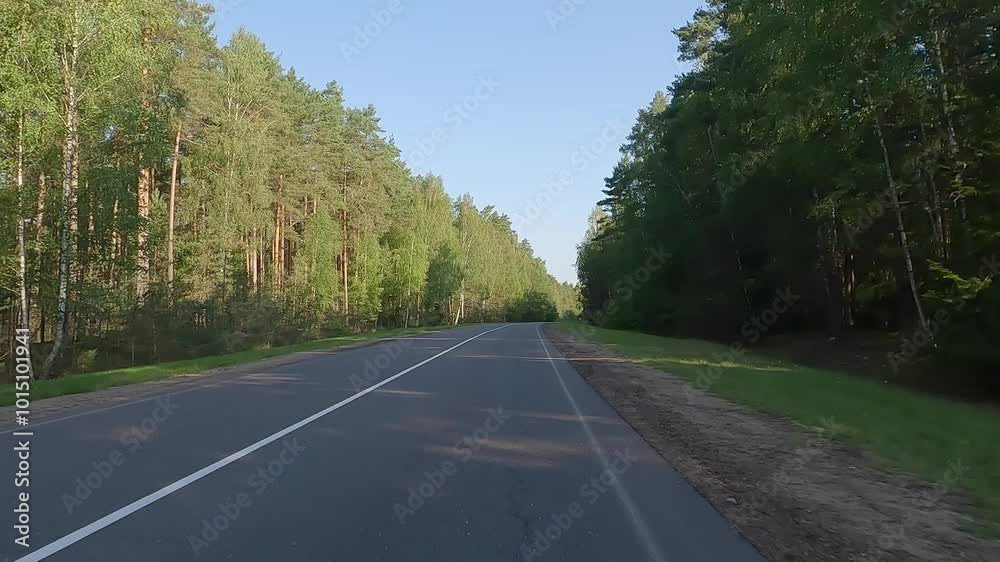 Road view on a summer day. Highways and cars, roadside and white road line markings. Road view on a summer day. Highways and cars, roadside and white road line markings.