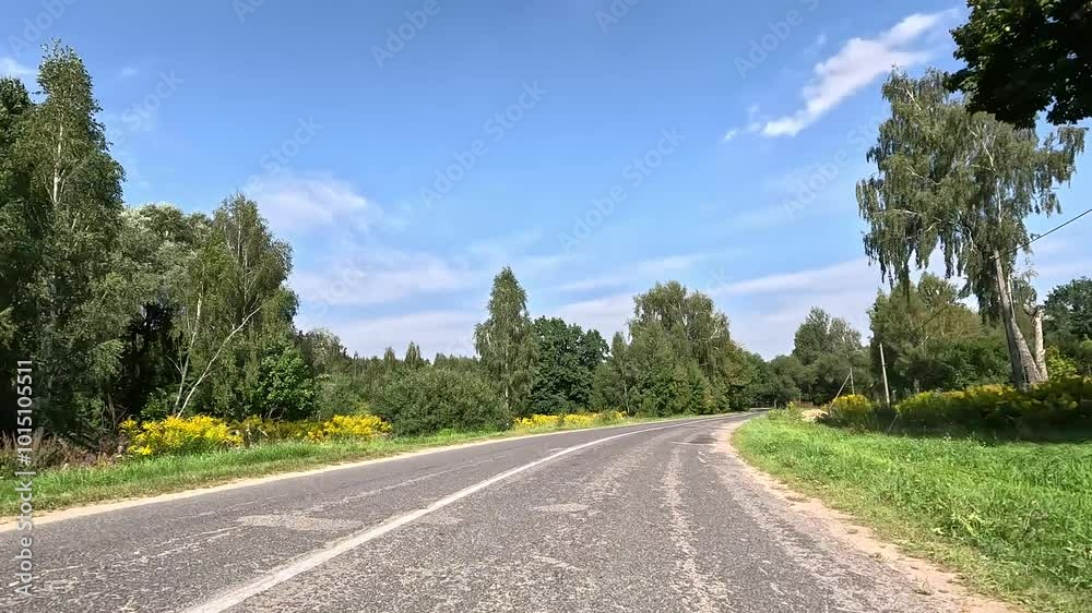 Road view on a summer day. Highways and cars, roadside and white road line markings. Road view on a summer day. Highways and cars, roadside and white road line markings.