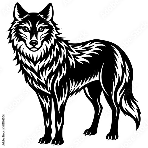 vector illustration of wolf on white background 