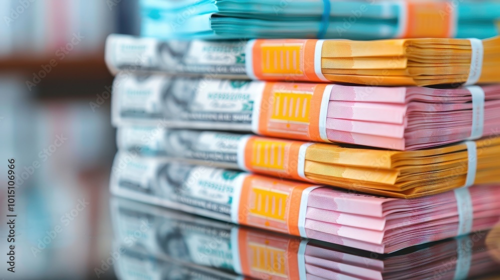Stack of US Dollar and Euro Banknotes Stack of US Dollar and Euro Banknotes