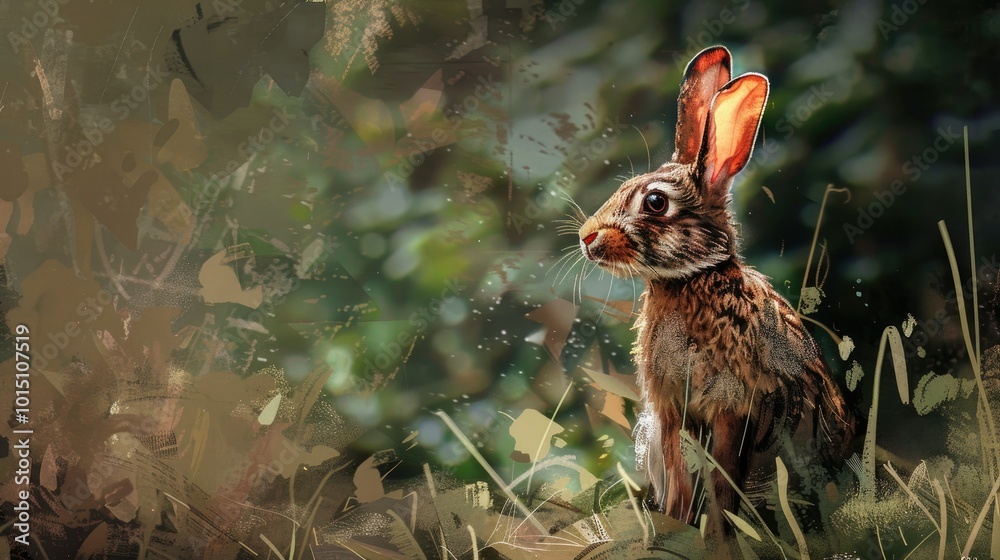 a brown rabbit, nature illustration a brown rabbit, nature illustration