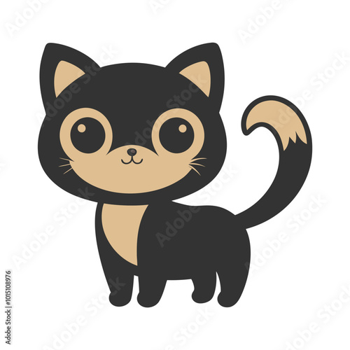 Cartoon kitten silhouette vector with rounded head and friendly expression for children’s designs.
Cute kitten vector silhouette in black and white style with bold outlines and minimal details.