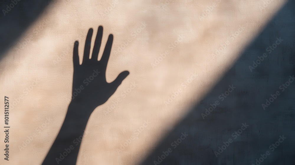 The Shadow of Fear, A Hand Silhouette Cast on a Wall The Shadow of Fear, A Hand Silhouette Cast on a Wall