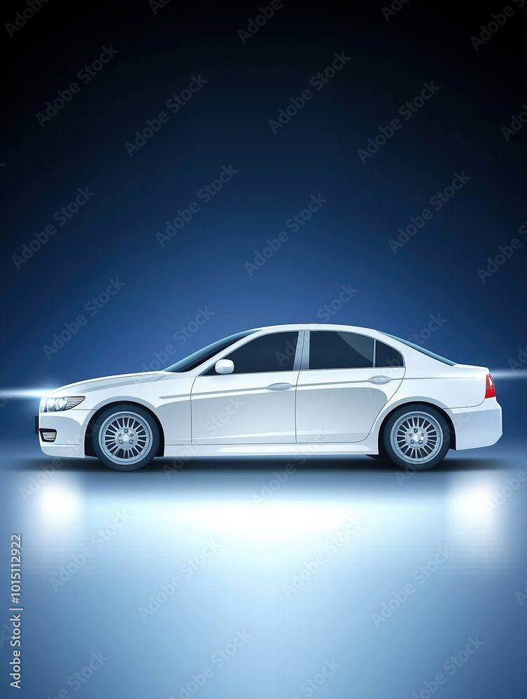 Fototapeta premium White sedan car side profile