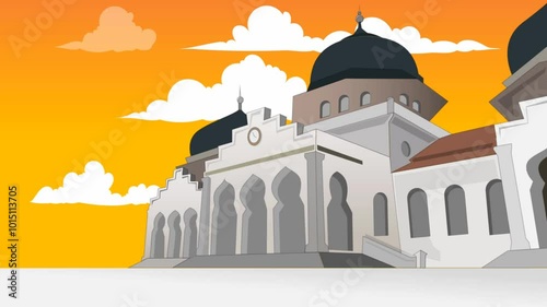 Mosque video that is suitable for an Islamic celebration day. Movement is the main element of greetings for the holiday