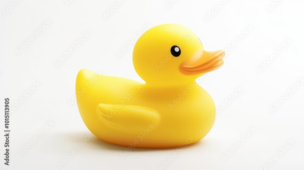 whimsical rubber duck with vibrant yellow color and glossy finish, isolated against a pristine white background. studio lighting highlights its playful shape and texture. whimsical rubber duck with vibrant yellow color and glossy finish, isolated against a pristine white background. studio lighting highlights its playful shape and texture.