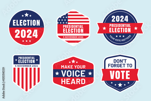 Set of democracy, presidential election concept stickers and labels. vector illustration