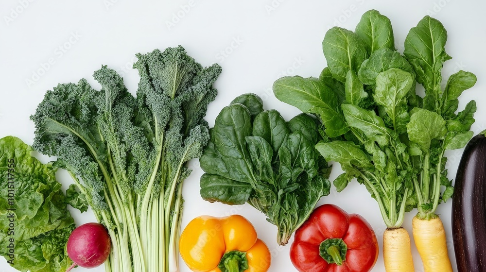 A group of hybrid vegetables laid out on a clean white background, each one showcasing a blend of traits from different varieties A group of hybrid vegetables laid out on a clean white background, each one showcasing a blend of traits from different varieties