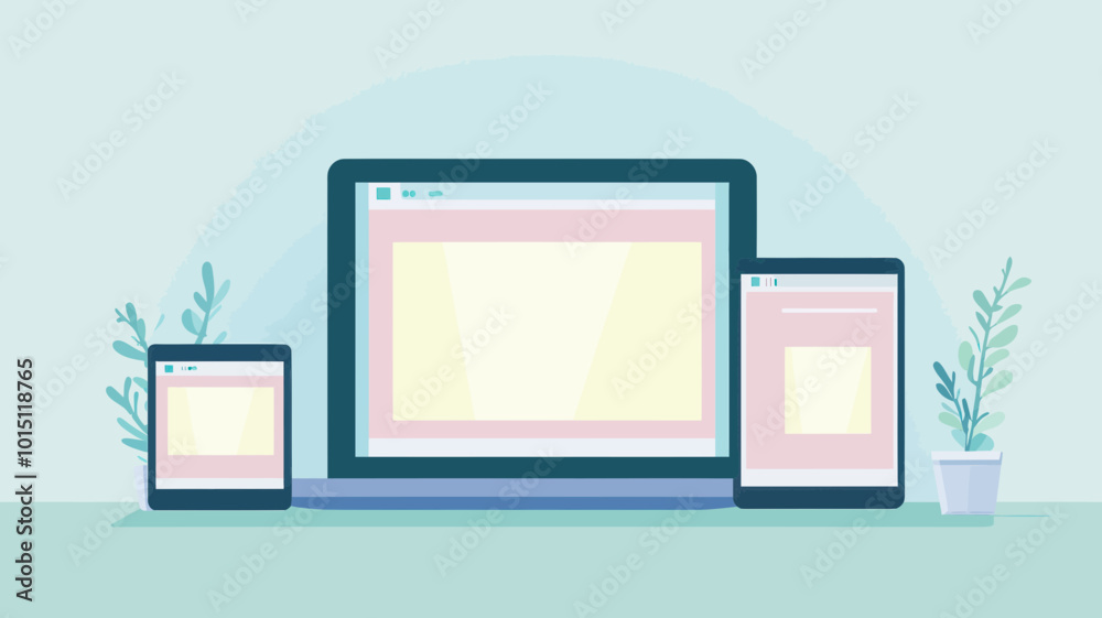 Responsive Web Design Vector Showing Tablet, Laptop, Mobile Phone, and Desktop Screens for Modern Web Development and User Interface Representation Responsive Web Design Vector Showing Tablet, Laptop, Mobile Phone, and Desktop Screens for Modern Web Development and User Interface Representation