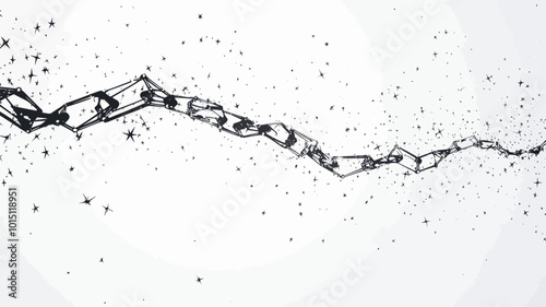 Abstract Breaking Chain with Starry Sky and Universe Concept for Freedom Minimalist Vector Illustration
