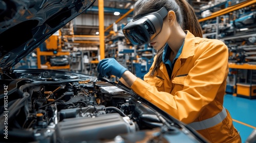 Wallpaper Mural AR-assisted inspection: Real-time augmented reality diagnostics helping mechanics in automotive repair tasks Torontodigital.ca