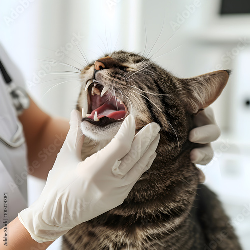 Veterinarian Examining Cat's Teeth