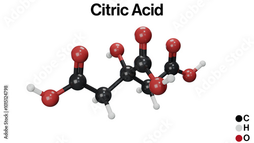 Fotografie Citric Acid Molecular Structure, Organic Compound, Biochemistry, Chemistry, Scie