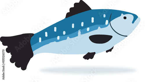 Atlantic Salmon fish sits icon victor, eps & png llustration  2024