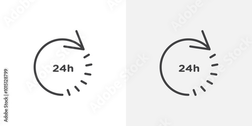 24 Hrs icon vector icon set in black and white color.