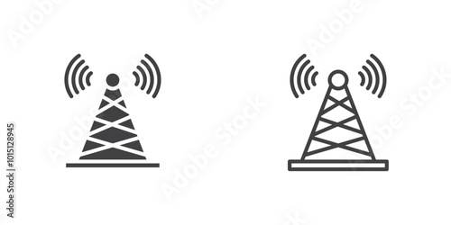 Antenna icon vector icon set in black and white color.