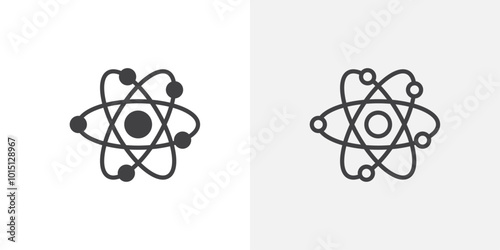 Atom icon vector icon set in black and white color.