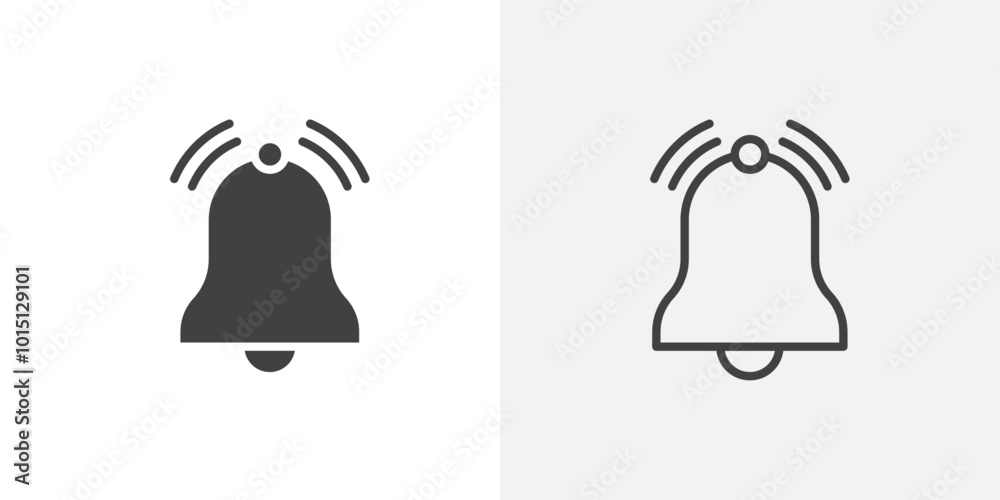 Bell icon vector icon set in black and white color. Bell icon vector icon set in black and white color.