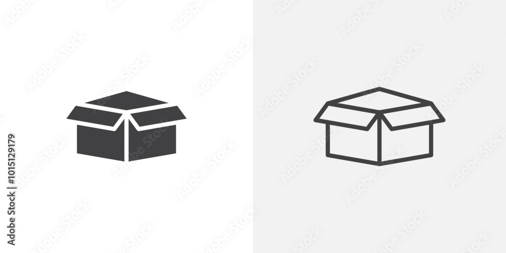 Box icon vector icon set in black and white color. Box icon vector icon set in black and white color.