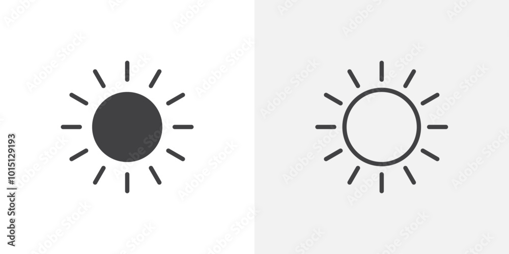 Brightness icon vector icon set in black and white color. Brightness icon vector icon set in black and white color.