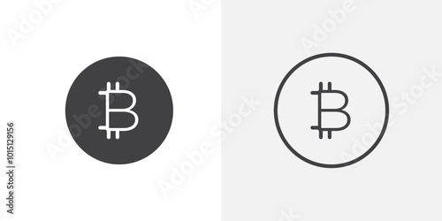 Bitcoin icon vector icon set in black and white color.