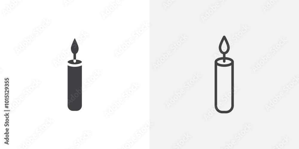 Candle icon vector icon set in black and white color. Candle icon vector icon set in black and white color.