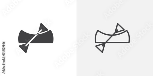 Canoe icon vector icon set in black and white color.