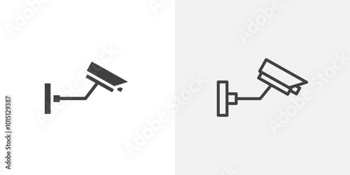 CCTV icon vector icon set in black and white color.
