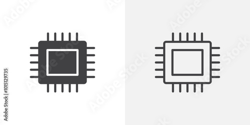 CPU icon vector icon set in black and white color.