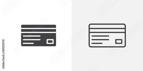 Credit card icon vector icon set in black and white color.