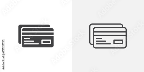 Credit card icon vector icon set in black and white color.