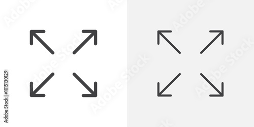 Expand icon vector icon set in black and white color.