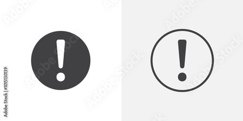 Exclamation icon vector icon set in black and white color.