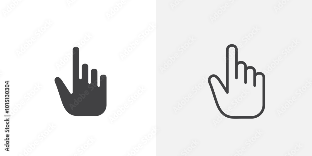 Finger icon vector icon set in black and white color. Finger icon vector icon set in black and white color.