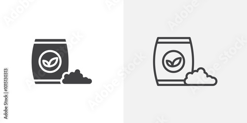 Fertilizer icon vector icon set in black and white color.