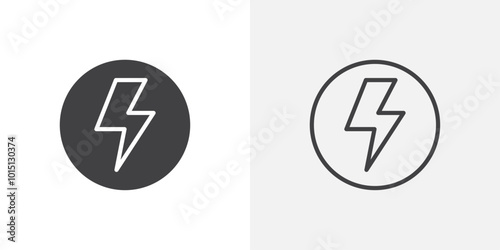 Flash icon vector icon set in black and white color.
