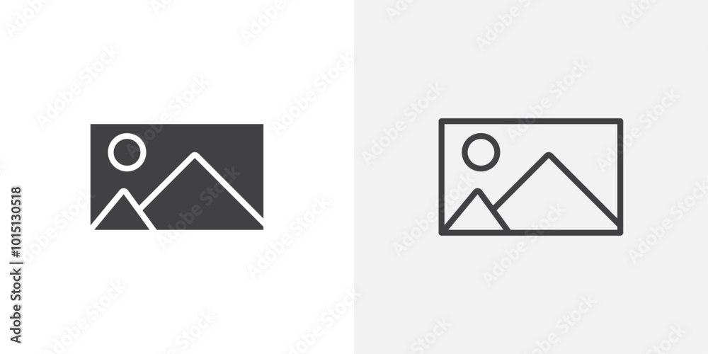 Gallery icon vector icon set in black and white color. Gallery icon vector icon set in black and white color.