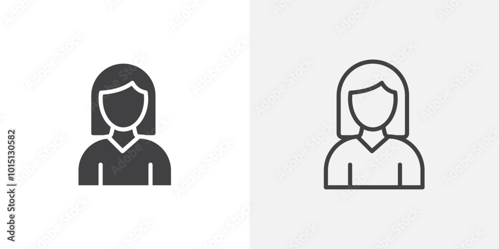Girl icon vector icon set in black and white color. Girl icon vector icon set in black and white color.