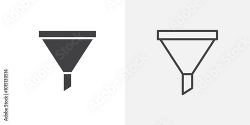 Funnel icon vector icon set in black and white color.