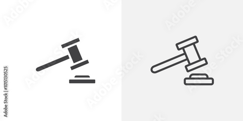 Gavel icon vector icon set in black and white color.