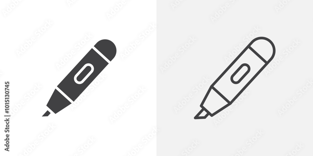 Highlighter icon vector icon set in black and white color. Highlighter icon vector icon set in black and white color.