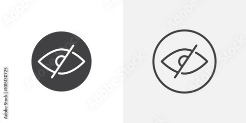 Hide icon vector icon set in black and white color.